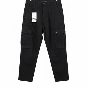 Zara NWT Black High-Waisted Straight Leg Cargo Pants Utility Streetwear